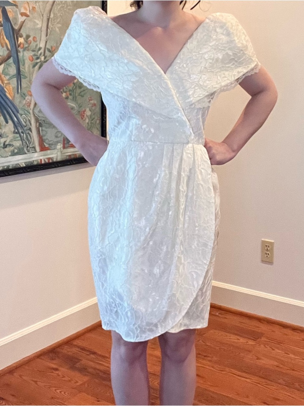 Elegant Vintage Cream Lace Dress